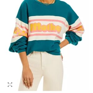 MOTHER Teal and Pink Graphic Sweater